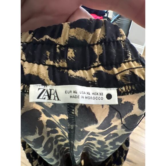 NWOT Zara size XL cheetah animal print wide leg pants - Picture 3 of 4